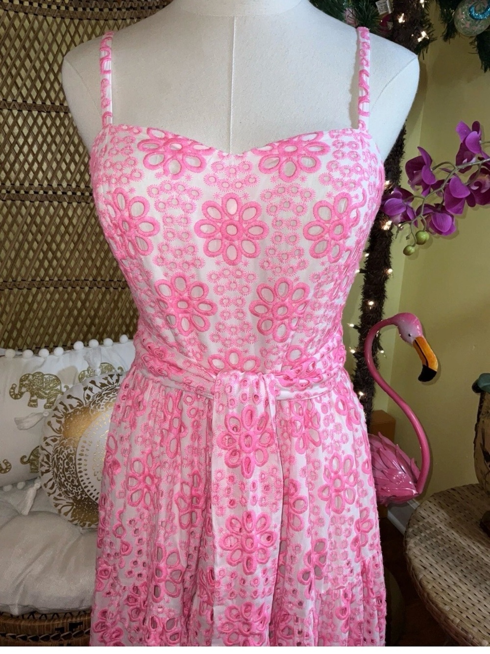 NWT Lilly Pulitzer Funflower Eyelet Pink Floral Tiered Sundress 16 - Picture 14 of 16
